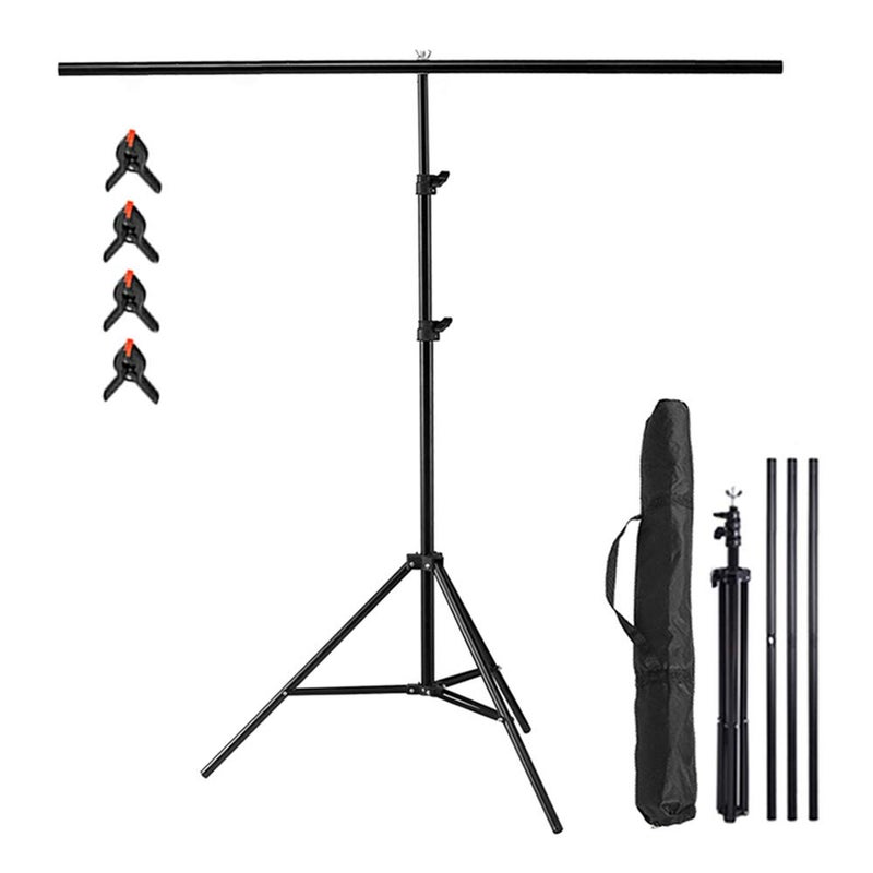Meking T-Shape Backdrop Stand 6.56ft x 6.56ft / 2M x2M Background Support System with Carrying Bag & Clips Kit for Muslin Vinyl Background,Photo and Video Studio - Image 1